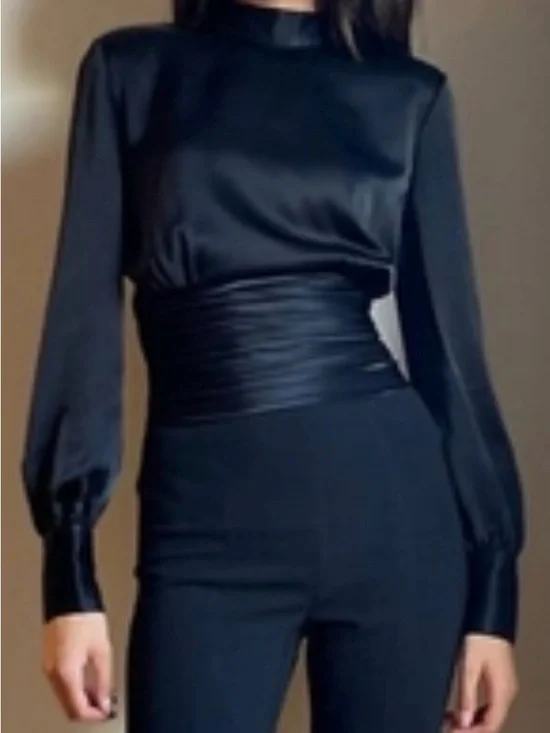 Babaton Black Mock Neck Long-Sleeve Top - Picture 1 of 2